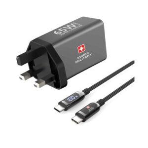 SWISS MILITARY 30W GAN II SUPER CHARGER WITH 1.5M C CABLE SM-GAN II-30W-1C-GRY