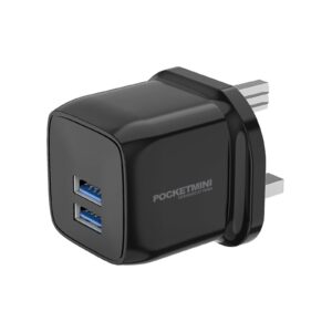 PAWA POCKETMINI TRAVEL CHARGER DUAL USB PORT WITH LIGHTNING CABLE OW-PM2U31UKL-BK