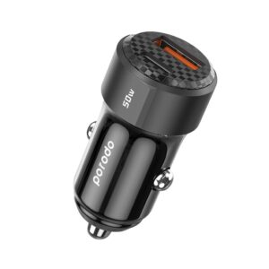 PORODO 50W DUAL OUTPUT CAR CHARGER BLACK PD-CC50W-BK