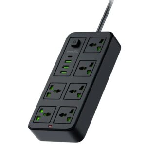 PORODO BLUE 6 UNIVERSAL SOCKETS POWER STRIP BLACK PB-6ACPS1C3A-BK