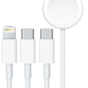 PORODO BLUE ALL IN ONE CABLE USB C TO LIGHTNING / TYPE C / WATCH CHARGER 1.2M WHITE PB-AWLCC-WH
