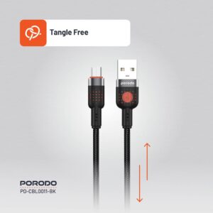 PORODO BRAIDED CABLE USB A TO MICRO USB 1.2M PD-CBL0011-BK