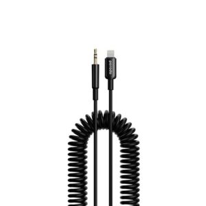 PORODO LIGHTNING TO AUX COILEDD AUDIO CABLE 1.2M BLACK PD-LAXCC-BK