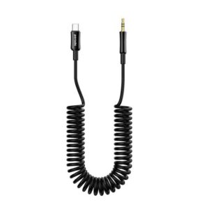 PORODO TYPE C TO AUX COILED AUDIO CABLE 1.2M PD-CAXCC-BK