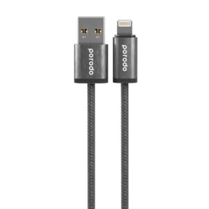 PORODO WOVEN BRAIDED USB A LIGHTNING CABLE 1.2M BLACK PD-W24AC2L-BK