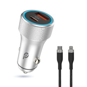 POWERO 48W POWER EXTREME DUAL PORT CAR CHARGER PD 30W USB C TO LIGHTNING 1M CABLE PR-CCPD48CL-GY