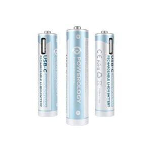 POWEROLOGY USB C RECHARGEABLE LITHIUM BATTERY AAA WHITE 4PC PACK PAAAV2RBT