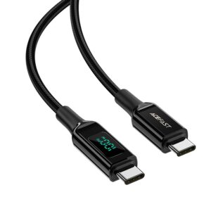 ACEFAST ACEWIRE PRO USB C TO USB C 100W ZINC ALLOY ZINC ALLOY DIGITAL DISPLAY BRAIDED CHARGING DATA CABLE 2MC6-03