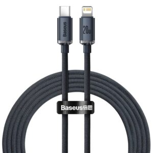 BASEUS FAST CHARGING DATA TYPE C TO IP 20W 2M CAJY000301 BLACK