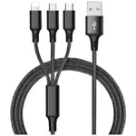 GODES 3 IN 1 DUAL USB C FAST CABLE NYLON BRAIDED 1.2 M GD-UC801