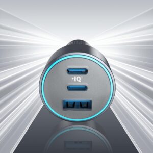 ANKER 67W POWERFUL TRIPLE PORT CAR CHARGER GRAY A2731HA1